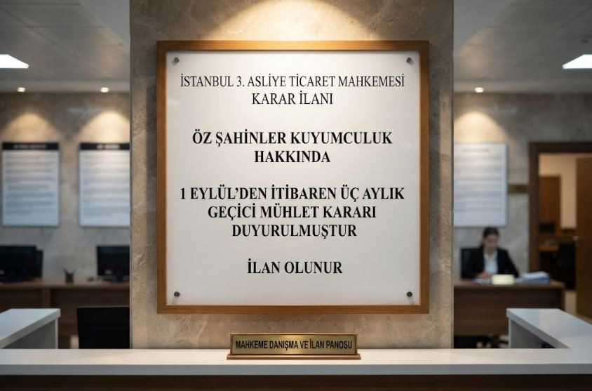 Öz Şahinler Kuyumculuk için yeni geçici mühlet ilanı yayımlandı