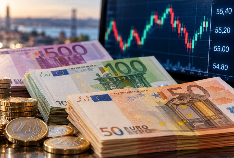 Euro/TL 18:30 itibarıyla 55,1 lira bölgesinde seyretti